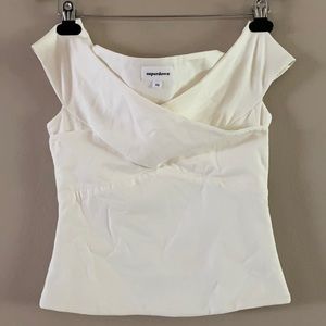 Superdown Women’s Soft White Criss-Cross Stretchy Crop Top Size XS